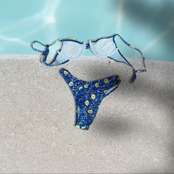 Shein Floral Bikini Starry Night Sz S NIP - Picture 2 of 2